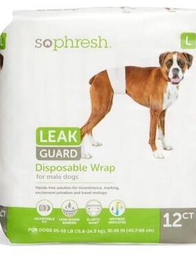 So Phresh Leak Guard Disposable Wrap for Male Dogs - Brown